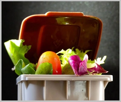 food in trash bin